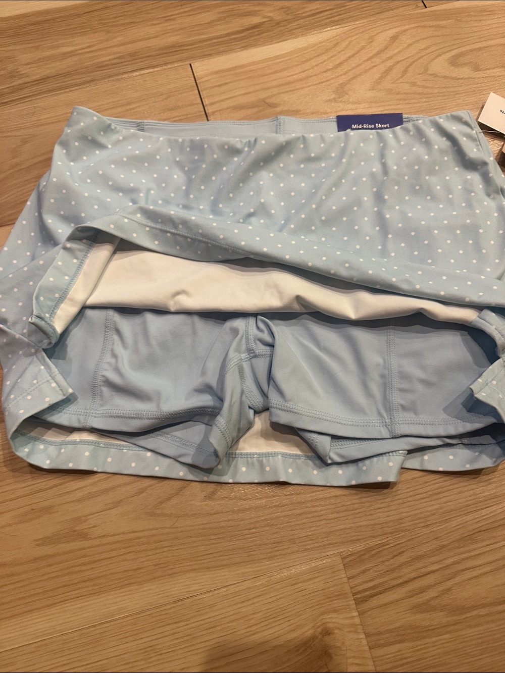 JoyLab Light Blue Polka Dot Mini Skirt - Picture 3 of 3